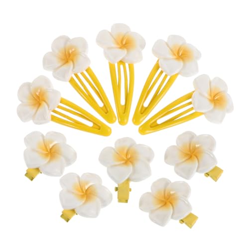 EXQUIMEUBLE 10 Stück Plumeria Haarspangen für Damen Gelbe Haarklammern Süße Haaraccessoires für Strandurlaub und Hochzeiten Rutschfeste Clips von EXQUIMEUBLE