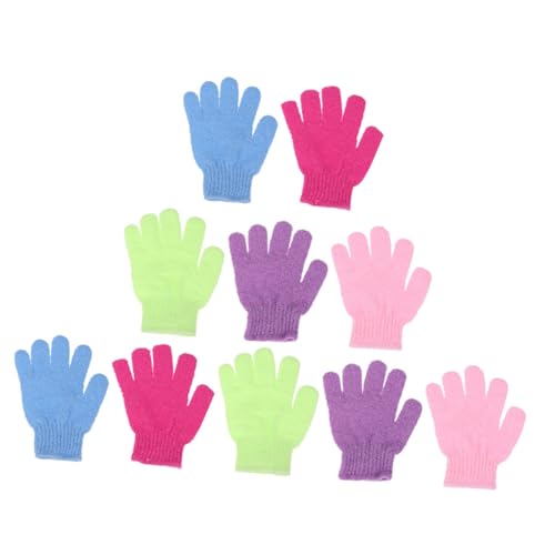 EXQUIMEUBLE 10 Stück Teiliges Peeling Handschuh aus Nylon Sanftes Körperpeeling Wiederverwendbare Bade und Duschhandschuhe für Damen und Herren Fördert Gesunde Haut und Blutzirkulation von EXQUIMEUBLE