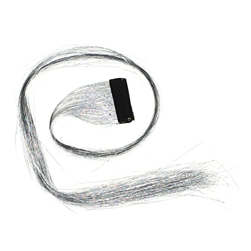EXQUIMEUBLE 1000stücke Glitzer Haarsträhnen Holographische Tinsel Haarverlängerungen Für Frauen Und Mädchen Silber Je Pro Paket Insgesamt Pakete Für Partys Und Besondere Anlässe von EXQUIMEUBLE