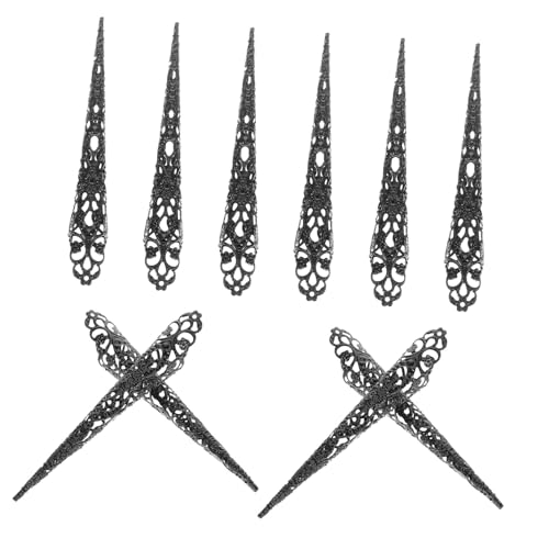 EXQUIMEUBLE 10stücke Lange Fingerkrallen Nagelringe Teiliges Schwarzes Cosplay-zubehör Für Halloween Und Partys Langlebige Fingernagelabdeckungen Aus Eisen Perfektes von EXQUIMEUBLE