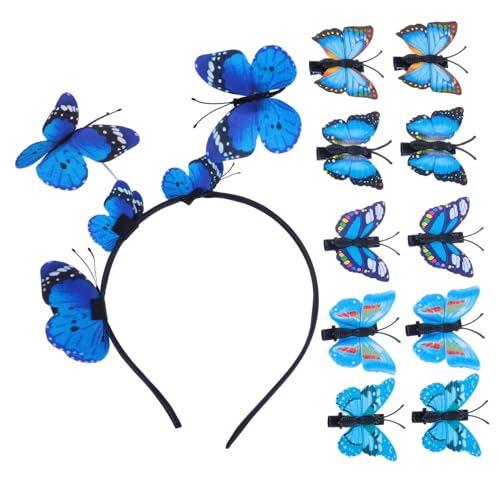 EXQUIMEUBLE 3d Schmetterlinge Haarspangen 11 Stück Haarreif Und Haarklammern Für Damen Und Mädchen Dekorativer Kopfschmuck Für Partys Fasching Halloween Blau Einzigartiges Haarschmuck Zubehör von EXQUIMEUBLE