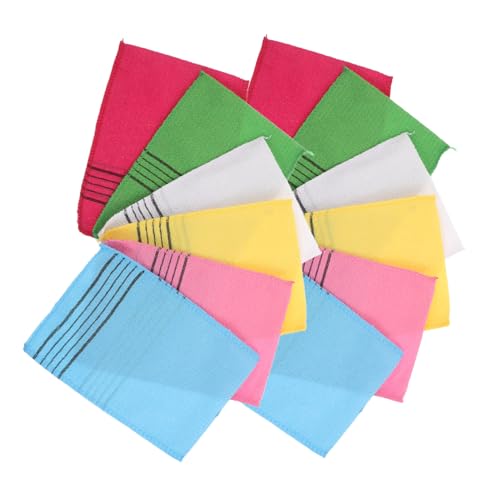 EXQUIMEUBLE 12 Stück Teiliges Koreanisches Peeling-saunahandtuch mit Grober Textur Farblich Sortiert Grün Gelb Türkis Intensives Hautpeeling Sanfte Tiefenreinigung für Damen Herren Spa Gym von EXQUIMEUBLE