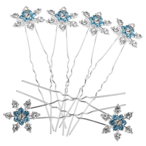 EXQUIMEUBLE 12 Stück Teiliges Schneeflocken Haarnadeln mit Strahlendem Design Modische Blaue Haaraccessoires für Braut und Damen Eleganter Kopfschmuck für Hochzeit Party und Festliche Anlässe von EXQUIMEUBLE