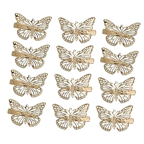 EXQUIMEUBLE 12stücke Metallische Schmetterlings-haarspangen Hohle Haarklammern Für Damen Für Alltag Und Festlichkeiten Vielseitige Haaraccessoires Für Looks von EXQUIMEUBLE