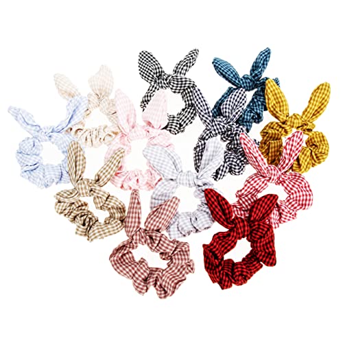 EXQUIMEUBLE 12stücke Haarringe Und Haargummis Plaid Muster Haarseile Und Haarschmuck Mit Bogen Und Tuch Haar Krawatten Für Damen Und Mädchen von EXQUIMEUBLE