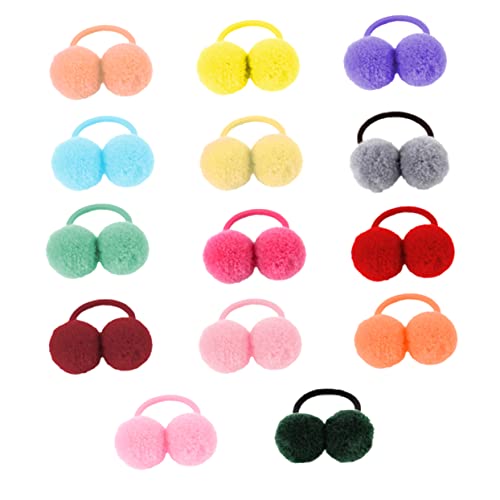 EXQUIMEUBLE 14stücke Elastische Haarband Für Junge Mädchen Mädchen Mit Plüsch Bällen Pferdeschwanzhalter Kinderhaarseil Haarringe Haarschmuck von EXQUIMEUBLE