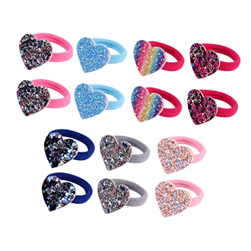 EXQUIMEUBLE 14stücke Pailletten-herz-haarseil Pailletten-herz-haargummi Pailletten-herz-haarband Pailletten-herz-haarbänder Pailletten-haarseile Elastische Haar Krawatten Frauen Mädchen Bun Ma von EXQUIMEUBLE