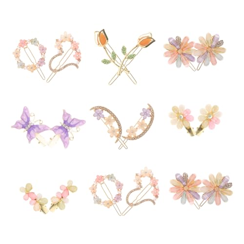 EXQUIMEUBLE 18stücke Haarspangen Mit Schmetterlingen Und Strassherzen Clip-haarzubehör Mit Blumen Für Damen Sicherer Halt Passend Zu Verschiedenen Anlässen Und Outfits von EXQUIMEUBLE