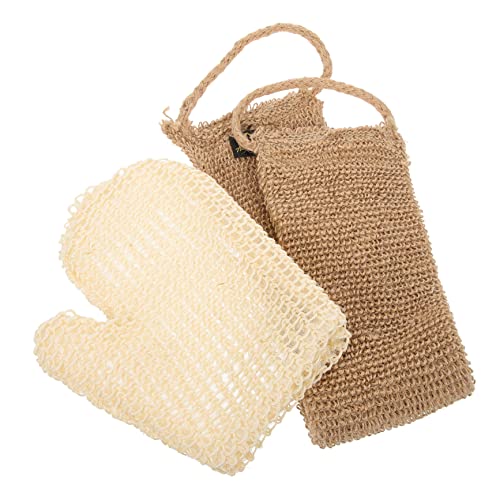 EXQUIMEUBLE 1Satz Duschschrubber Teiliges Handtuch und Peeling Handschuh aus Hochwertigem Jute Hautfreundlich Langlebig Entfernen Abgestorbener Hautzellen von EXQUIMEUBLE