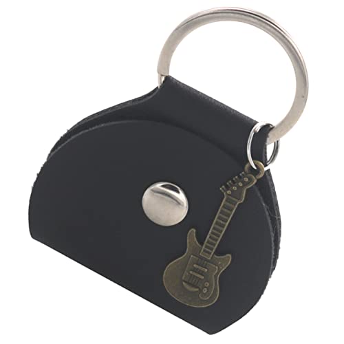 EXQUIMEUBLE Gitarrenplektrumhalter aus PU Leder Tragbare Aufbewahrungstasche für Plektren Organizer für E-Gitarre Akustikgitarre Bass und Ukulele Stabil und Kratzfest von EXQUIMEUBLE