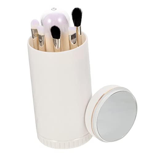 EXQUIMEUBLE 6-In-1 Make Up Pinselset mit Holzgriff Lidschatten und Highlight Reise Make Up Zubehör für Kosmetik Organizer mit Spiegel für Amateure und Profis von EXQUIMEUBLE