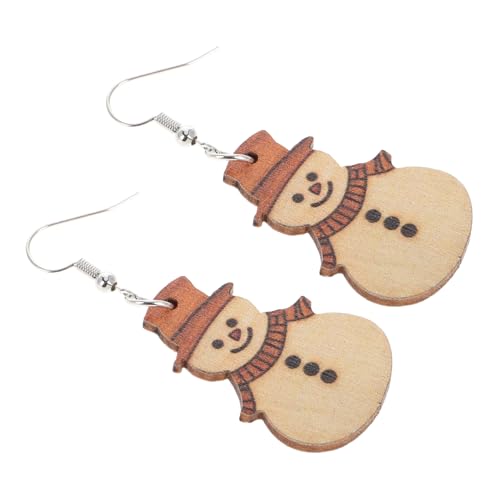 EXQUIMEUBLE 1paar Schneemann Ohrringe Holz Weihnachten Handgefertigte Hautfreundliche Weihnachtsbaum Schmuckstücke Für Damen Und Mädchen Für Festliche Anlässe Und Besondere Feiertage von EXQUIMEUBLE