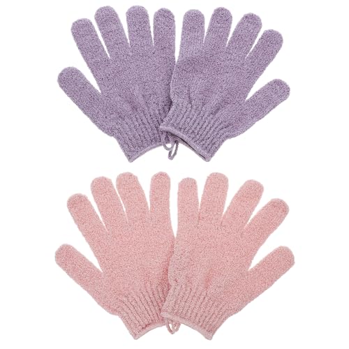 EXQUIMEUBLE 2 Paare Badehandschuhe Duschhandschuhe Für Damen Handpeelinghandschuh Tpu-duschhandschuhe Und Scheuertuch Peelinghandschuh Rosa Body Scrub Handschuh Badhandschuhe Polyester von EXQUIMEUBLE