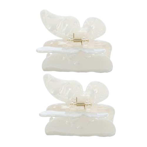 EXQUIMEUBLE 2stücke Haarklammer Schmetterling Aus Acetat Für Dünnes Haar Niedliche Haaraccessoires Elegante Haarklammern Für Frauen Vielseitig Für Jeden Anlass Perlenweiß von EXQUIMEUBLE