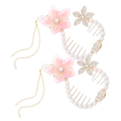 EXQUIMEUBLE 2 Stück Haarspangen Mit Blumenmuster Und Kunstperlen. Leichte, Rutschfeste Krallenklammern Für Mädchen Und Teenager. Unordentliche Dutts Und Pferdeschwänze Für von EXQUIMEUBLE