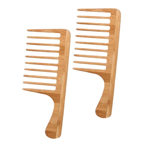 EXQUIMEUBLE 2stücke Große Zahn Bambuskämme Lockenkämme Haarkämme Für Frauen Männer Frisur Pflege Entwirren Reise Nass Trocknen von EXQUIMEUBLE