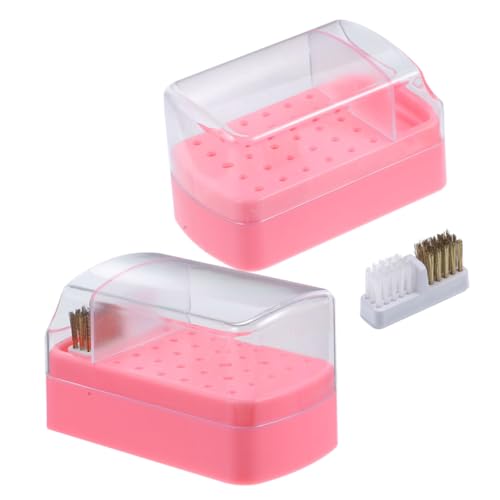 EXQUIMEUBLE 2 Stück Nagelbohrer Aufbewahrungsbox mit Integrierter Reinigungsbürste Multifunktionaler Nagelfräser Bit Organizer aus Robustem Kunststoff für Profi und Maniküre von EXQUIMEUBLE