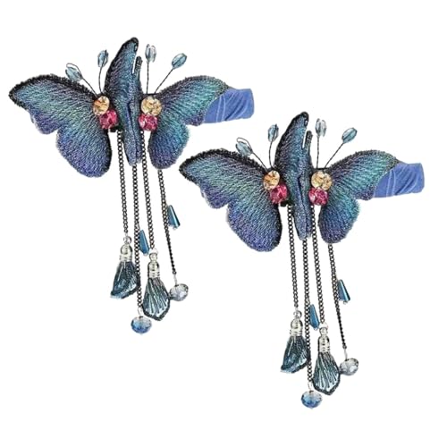 EXQUIMEUBLE 2 Stück Schmetterling Haarspangen mit Quaste Robuste Federclips Modisches Haarschmuck accessoire für Damen Langlebig Vielseitig für Alltag und Festlichkeiten Geeignet von EXQUIMEUBLE