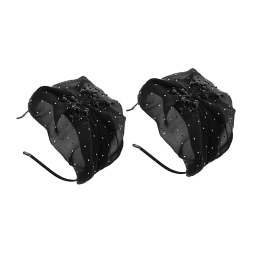 EXQUIMEUBLE 2stücke Mesh-blumen-stirnband Vintage-fascinator Party-kopfbedeckung Für Damen Hochzeit Cocktail-hut Tea-party-stirnband Atmungsaktiv Und Bequem von EXQUIMEUBLE
