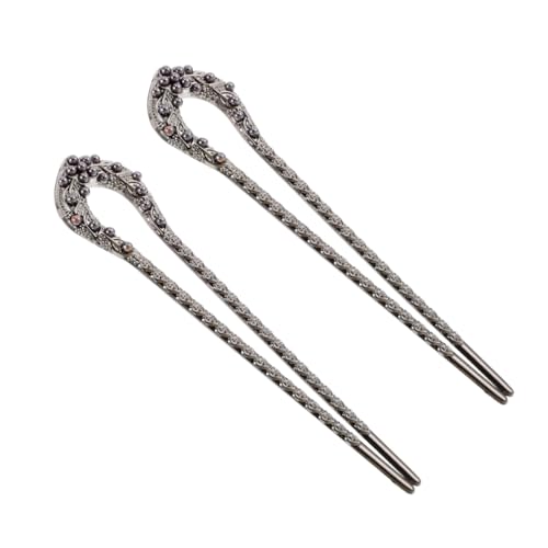 EXQUIMEUBLE 2 Stück U förmige Haarnadeln mit Perlen Langlebige Legierung Fester Griff Moderner Chinesischer Stil für Stilvolle Hochsteckfrisuren Haarschmuck für Frauen von EXQUIMEUBLE