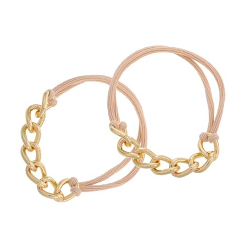 EXQUIMEUBLE 2 Stücke Goldene Metall Kette Haar Krawatten Hohe Elastizität Scrunchies Bands Modische Pferdeschwanz Halter Haar Seil Armband Für Frauen Mädchen von EXQUIMEUBLE