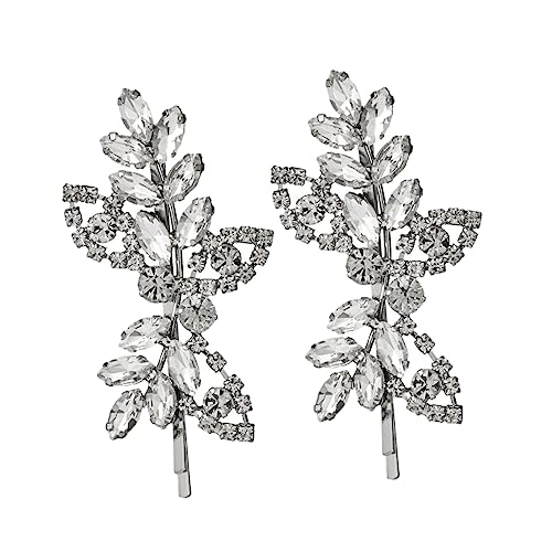EXQUIMEUBLE 2 Stücke Strass Haarspangen Blatt Design für Mädchen Rutschfeste Haarclips Haarschmuck für Teenager Haar Zubehör für Familienfeiern von EXQUIMEUBLE