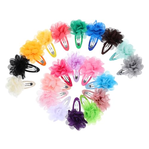EXQUIMEUBLE 20 Stück Teiliges Bunte Chiffon Blumen Haarspangen für Junge Mädchen und Junge Mädchen Niedliche Haarklammern für Alltag und Besondere Anlässe Weiche Haarschmuck accessoires von EXQUIMEUBLE