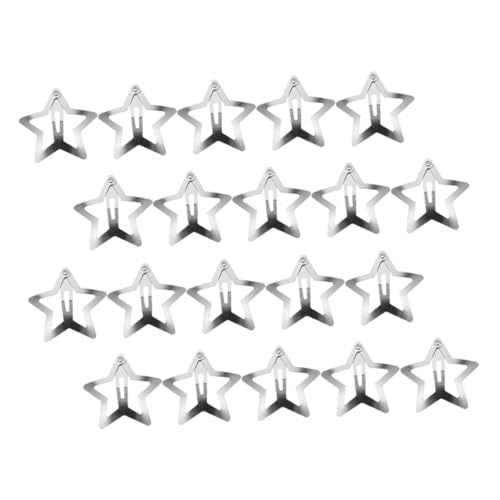 EXQUIMEUBLE 20 Stück Teiliges Metall Haarspangen Sternform Silberne Haarklammern mit Snap Verschluss Langlebige Haarclips für Frauen und Teenager Haaraccessoires für Alltag und Besondere von EXQUIMEUBLE