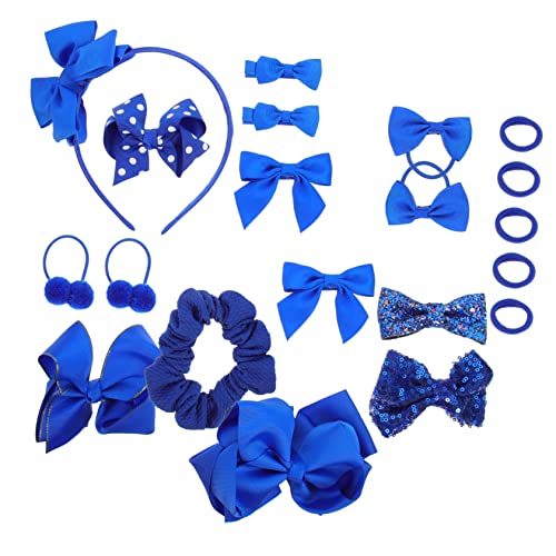 EXQUIMEUBLE 20stücke Teiliges Haarschmuck Mädchen Kleiner Blauer Haarschleifen-haarreif Und Haarklammern Für Schule Und Alltag Elastische Haarbänder Stilvolles Design von EXQUIMEUBLE