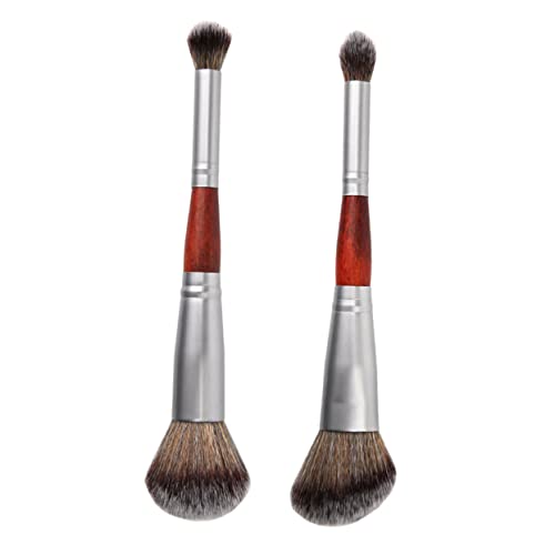 EXQUIMEUBLE 2 Stück Tragbare Doppelseitige Make up Pinsel Für Puder Und Lidschatten Kosmetikpinsel Für Frauen Kompakt Und Leicht Für Reisen Und Alltag von EXQUIMEUBLE