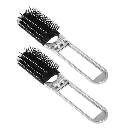 EXQUIMEUBLE 2stücke Faltbare Reisehaarbürste Mit Spiegel Kompakte Haarbürste Für Handtasche Faltbare Bürste Haarstyling-tool Für Damen Und Herren Taschen-haarkamm Mit Integriertem von EXQUIMEUBLE