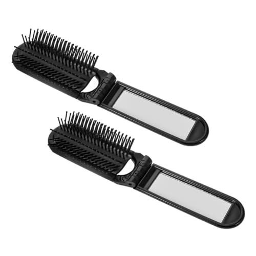 EXQUIMEUBLE 2stücke Faltbare Reise-haarbürste Mit Spiegel Kompakte Zusammenklappbare Bürste Für Handtasche Tragbares Haarstyling-tool Für Damen Und Herren Mit Borsten Und Spiegel von EXQUIMEUBLE