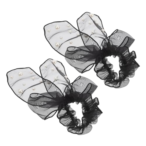 EXQUIMEUBLE 2stücke Haargummis Mit Schleifen Und Perlen Aus Netzstoff Elastische Haarbänder Für Frauen Und Mädchen Für Dickes Und Dünnes Haar Modische Haaraccessoires Für Weihnachten von EXQUIMEUBLE