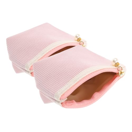 EXQUIMEUBLE 2stücke Teiliges Mini Make-up-Tasche Für Damen Wasserdichter Kosmetikbeutel Für Reisen Praktischer Organizer Für Lippenstifte Und Kleine Utensilien Rosé von EXQUIMEUBLE