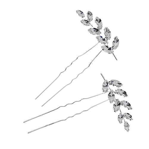 EXQUIMEUBLE 2stücke U-förmige Strass Haarnadeln Für Frauen Einfache Haar Gabeln Clip Braut Haar Zubehör Elegantes Kopfschmuck Accessoire Passend Für Verschiedene Frisuren Und Anlässe von EXQUIMEUBLE