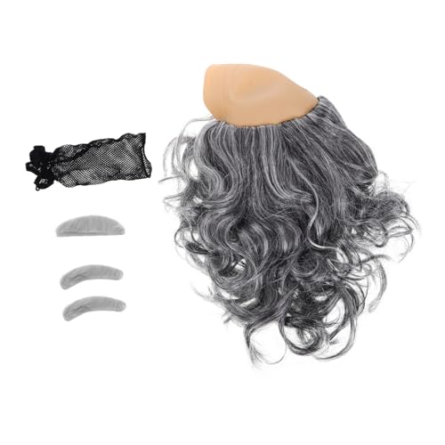EXQUIMEUBLE 3 Stück Glatze-perücke-look Graue Haarperücke Für Männer Alter Mann Kostüm Glatze-kostüm Glatze Für Männer Halbglatte Männerperücken Halbe Glatze Lustige Perücken Chemische Faser von EXQUIMEUBLE