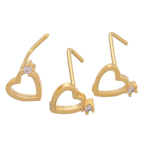 EXQUIMEUBLE 3stücke Herzförmiger Nasenring Nasenpiercing-schmuck Mit Für Frauen Süße Nasenringe Nasenstecker Für Alltagskleidung von EXQUIMEUBLE