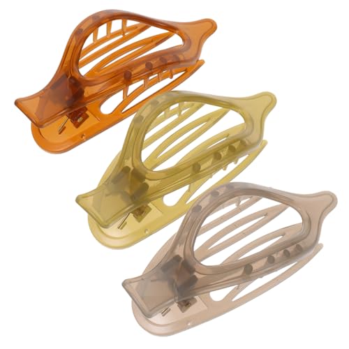 EXQUIMEUBLE 3 Stück Teiliges Französische Haarklammern für Dickes Haar Transparente Farbige Acrylspangen in Braun und Grün Gewölbte Haarclips für Damen Rutschfeste Styling Accessoires für von EXQUIMEUBLE