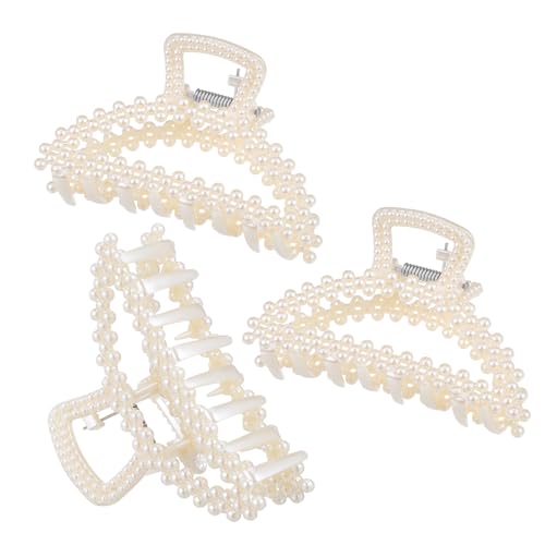 EXQUIMEUBLE 3 Stück Teiliges Haarklammern aus Perlen Klammern für Damen Starke Halterung Süße Haarschmuck Accessoires von EXQUIMEUBLE
