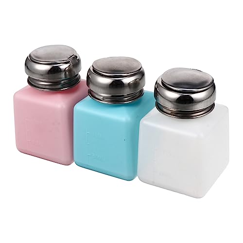 EXQUIMEUBLE 3 Stück Teiliges Nagellackentferner Pumpflaschen Pressflasche Auslaufsicher Farbig für Damen und Mädchen Praktisch und Leicht zu Reinigen von EXQUIMEUBLE