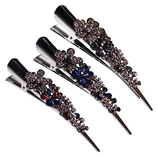 EXQUIMEUBLE 3Stücke Strass Haarklemmen Retro Alligator Clips für Damen Haarspangen und Regenbogen Haaraccessoires für Hochzeiten und Partys von EXQUIMEUBLE