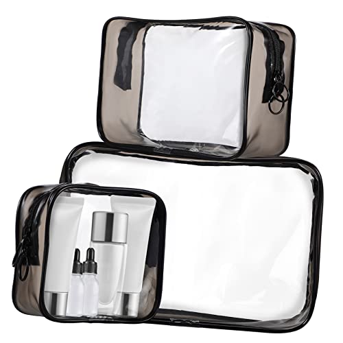 EXQUIMEUBLE 3 Stück Make Up Organizer Taschen Tragbare Reisegröße Kulturbeutel Transparente Kosmetiktaschen für Damen und Herren für Reisen Fitnessstudio und Alltag von EXQUIMEUBLE