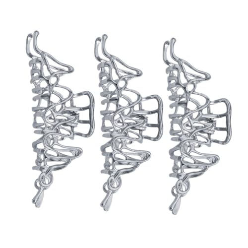 EXQUIMEUBLE 3Stücke Unregelmäßiger Haarklammerclip aus Rutschfeste Haarklemme für Damen Stylische Haarspangen für Dickes Haar für Make Up und Kochroutine Silberfarben von EXQUIMEUBLE