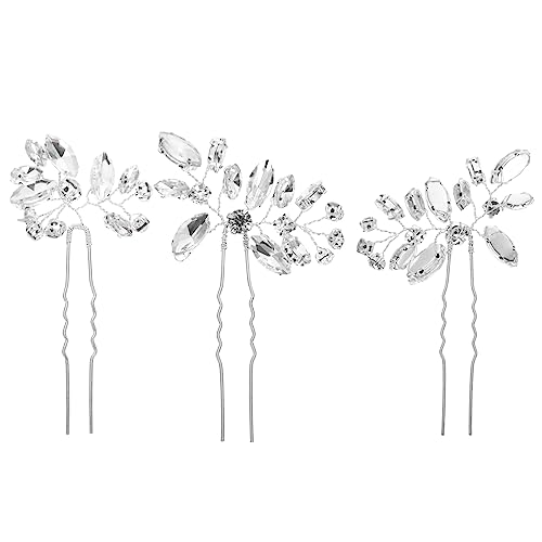 EXQUIMEUBLE 3stücke Blume Design Haar Stick Braut Haarnadel Hochzeit Abendveranstaltung Party Tanz Frauen Mädchen Damen Haarschmuck Klassisch Elegant Glanz Anmut Leicht Tragegefühl von EXQUIMEUBLE