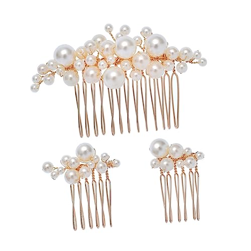 EXQUIMEUBLE 3stücke Braut Haarkämme Aus Teilen Perlen Haaraccessoires Für Frauen Eleganter Hochzeitskopfschmuck Stilvolle Haarspangen Für Braut Hochwertiger Langlebiger Haarschmuck von EXQUIMEUBLE