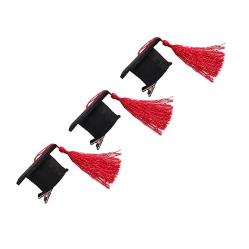 EXQUIMEUBLE 3stücke Doktor Haarspange Haarnadeln Abschlusshut Kopfschmuck Quastenhut Haarspange Für Abschlussfeier Party Dekoration Für Erwachsene Und Junge Mädchen Rot von EXQUIMEUBLE