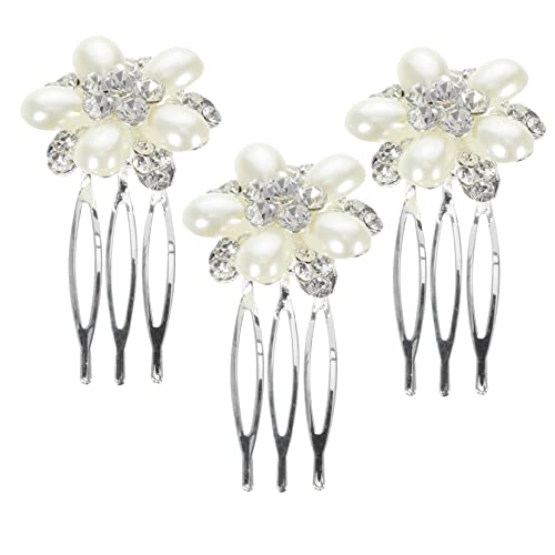EXQUIMEUBLE 3stücke Perlen-haarschmuck Für Braut Hochzeit Mit Strass Haar Kamm Und Kopfschmuck Für Seitlich Oder Hinten Styling Für Mädchen Und Frauen von EXQUIMEUBLE