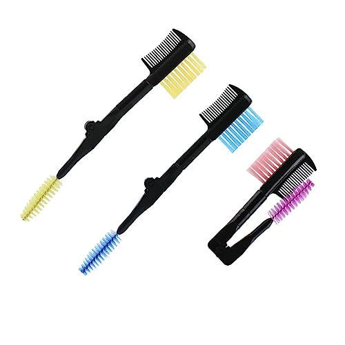 EXQUIMEUBLE 3stücke Teiliges Faltbare Augenbrauenbürste Doppelseitige Wimpernbürste Tragbare Augenbrauenbürste Gelb Rot Blau Praktisches Design Für Damen Und Mädchen Für Unterwegs von EXQUIMEUBLE