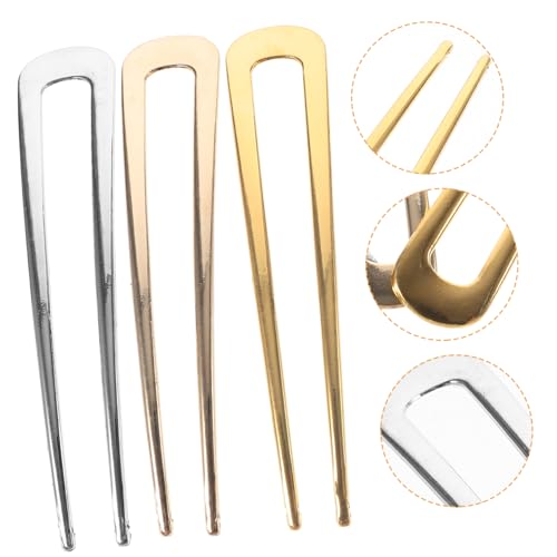 EXQUIMEUBLE 3stücke U-förmigen Haarnadeln Aus Metall Für Frauen Haarnadeln Für Dutts Und Dickes Haar Haarstäbe Als Dekorativer Haarschmuck Für Hochsteckfrisuren von EXQUIMEUBLE