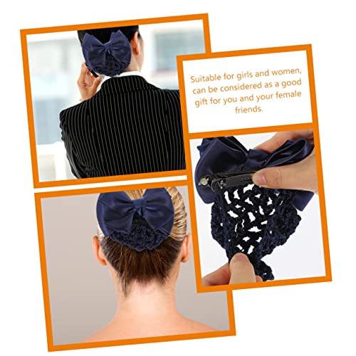 EXQUIMEUBLE 4 Stck Haarnetz mit Schleifen Clip für Damen Elastisches Dutt Haarnetz Eleganter Haarschmuck für Arbeit Pflege und Alltag Schlichtes Design Einfach zu Tragen Blaue Haarklammern von EXQUIMEUBLE